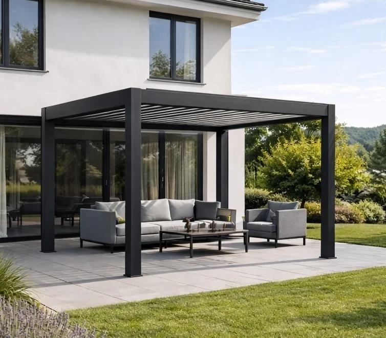 3x3 Prémium Standard Pergola Fehér Led Világítással - Méretre vágható lábbal (302 cm x 302 cm) Topredőny